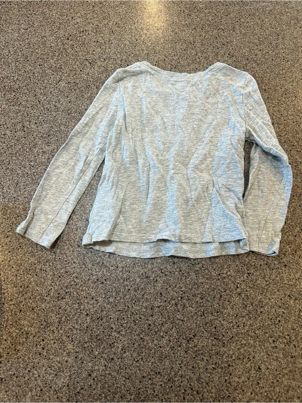 Old Navy Gray Long-Sleeve Tee with Penguin Graphic and Yellow Accents